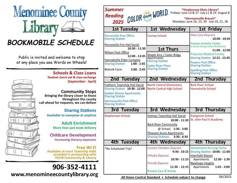 Bookmobile schedule 
